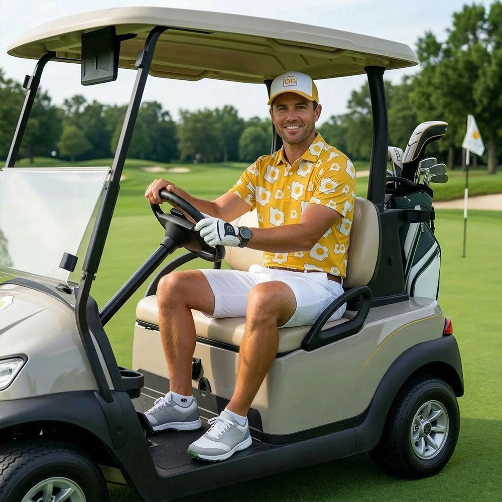 [ HÀNG XUẤT KHẨU ] - Áo Polo Thể Thao BEAVERTEE G-13 Nam Nữ, Golf, Tennis, Pickleball, Cầu Lông, Họa Tiết Trứng Ốp La Vàng Trắng, Vải Poly Co Giãn Mềm Nhẹ, Thoáng Mát Nhanh Khô, Form Vừa Vặn