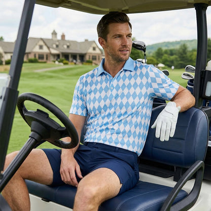 [ HÀNG XUẤT KHẨU ] - Áo Polo Thể Thao BEAVERTEE G-05 Nam Nữ, Golf, Tennis, Pickleball, Cầu Lông, Họa Tiết Hình Học Xanh Trắng, Vải Poly Co Giãn Mềm Nhẹ, Thoáng Mát Nhanh Khô, Form Vừa Vặn