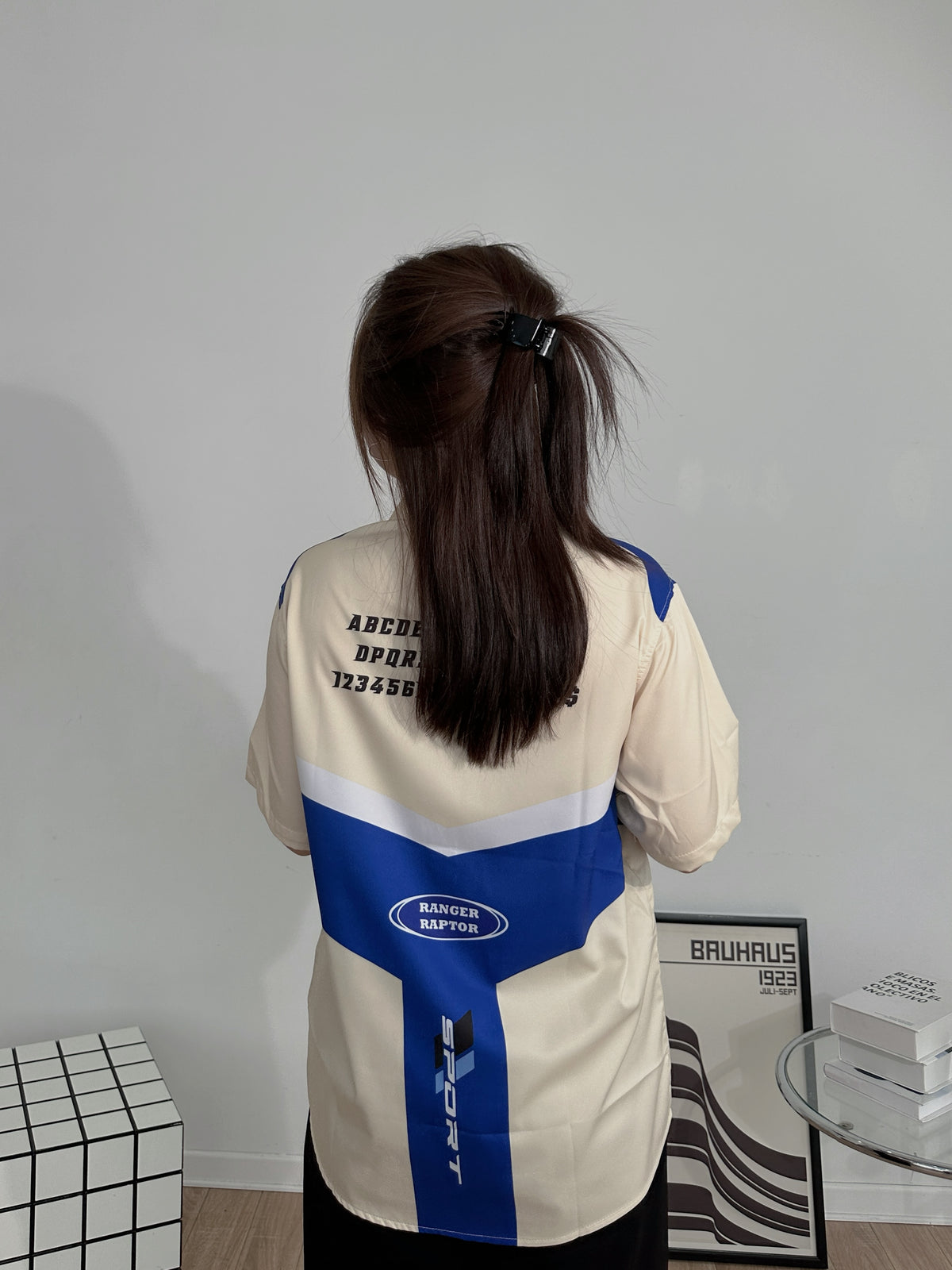 Áo Sơ Mi Phối SMR-49 BEAVERTEE Form Rộng Unisex Nam Nữ, Thiết Kế Phối Kem Xanh Trắng Graphic Retro Cá Tính, Lụa Hàn Mềm Mịn Thoáng Mát