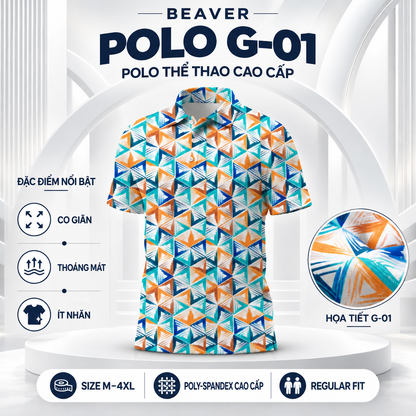 [ HÀNG XUẤT KHẨU ] - Áo Polo Thể Thao BEAVERTEE G-01 Nam Nữ, Golf, Tennis, Pickleball, Cầu Lông, Họa Tiết Hình Học, Vải Poly Co Giãn Mềm Nhẹ, Thoáng Mát Nhanh Khô, Form Vừa Vặn
