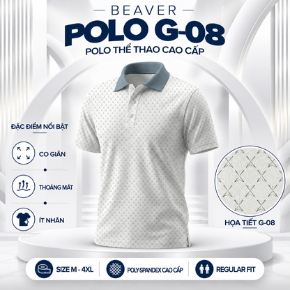 [ HÀNG XUẤT KHẨU ] - Áo Polo Thể Thao BEAVERTEE G-08 Nam Nữ, Golf, Tennis, Pickleball, Cầu Lông, Họa Tiết Hình Học Tối Giản, Vải Poly Co Giãn Mềm Nhẹ, Thoáng Mát Nhanh Khô, Form Vừa Vặn