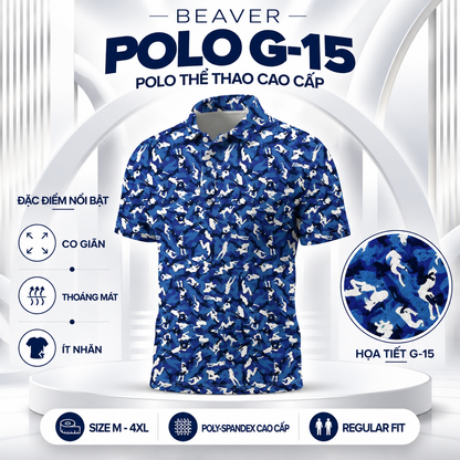 [ HÀNG XUẤT KHẨU ] - Áo Polo Thể Thao BEAVERTEE G-15 Nam Nữ, Golf, Tennis, Pickleball, Cầu Lông, Họa Tiết Thể Thao Xanh Trắng, Vải Poly Co Giãn Mềm Nhẹ, Thoáng Mát Nhanh Khô, Form Vừa Vặn