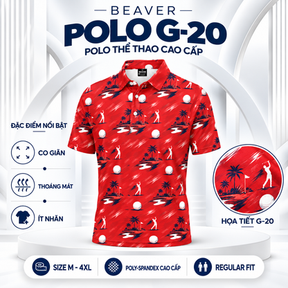[ HÀNG XUẤT KHẨU ] - Áo Polo Thể Thao BEAVERTEE G-20 Nam Nữ, Họa Tiết Golf Nổi Bật, Vải Poly-Spandex Co Giãn Mềm Nhẹ, Thoáng Mát Nhanh Khô, Regular Fit, Size M–4XL