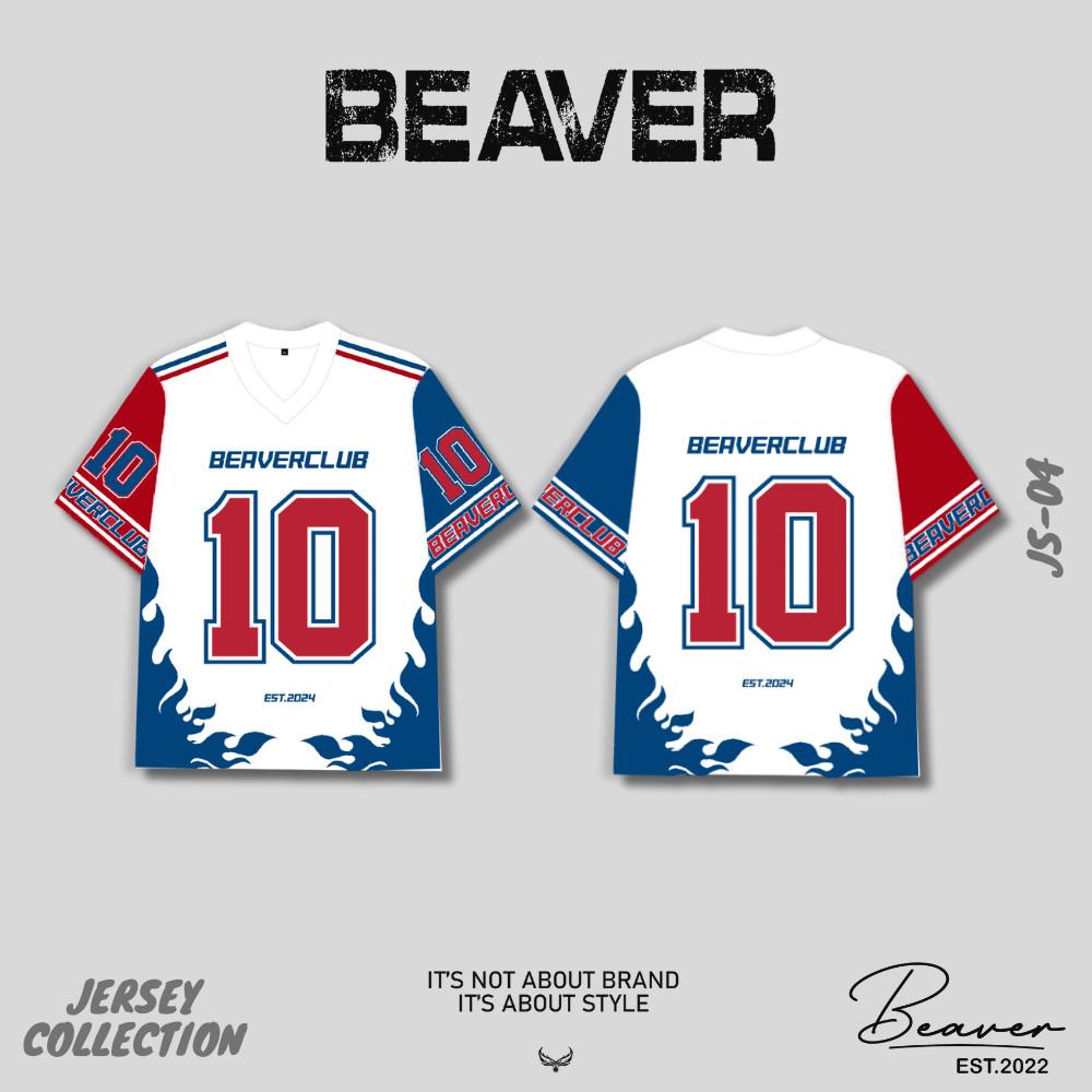 Áo Thun Jersey 04 BEAVERTEE Form Rộng Nam Nữ Cổ Tim, Thiết Kế Trắng Đỏ Xanh Số 10 Graphic Ngọn Lửa Phong Cách Thể Thao Top Sport Cá Tính, Mềm Nhẹ Thoáng Mát