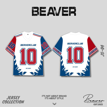 Áo Thun Jersey 04 BEAVERTEE Form Rộng Nam Nữ Cổ Tim, Thiết Kế Trắng Đỏ Xanh Số 10 Graphic Ngọn Lửa Phong Cách Thể Thao Top Sport Cá Tính, Mềm Nhẹ Thoáng Mát