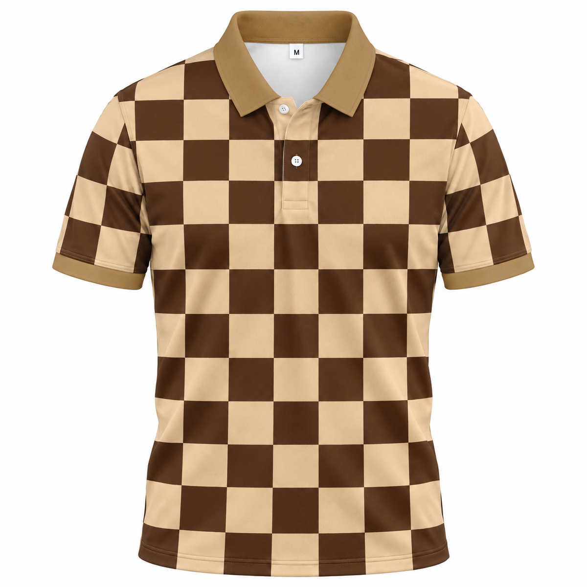 Áo Polo BEAVERTEE INT-73 Nam Nữ, Áo Polo Thể Thao Unisex Họa Tiết Caro Bàn Cờ Nâu Kem, Phong Cách Tối Giản Trẻ Trung, Vải Poly Thái Co Giãn Thoáng Mát, Regular Fit