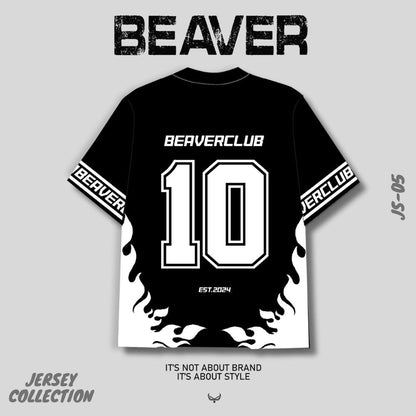 Áo Thun Jersey 05 BEAVERTEE Form Rộng Nam Nữ Cổ Tim, Thiết Kế Đen Trắng Số 10 Graphic Ngọn Lửa Phong Cách Thể Thao Top Sport Cá Tính, Mềm Nhẹ Thoáng Mát