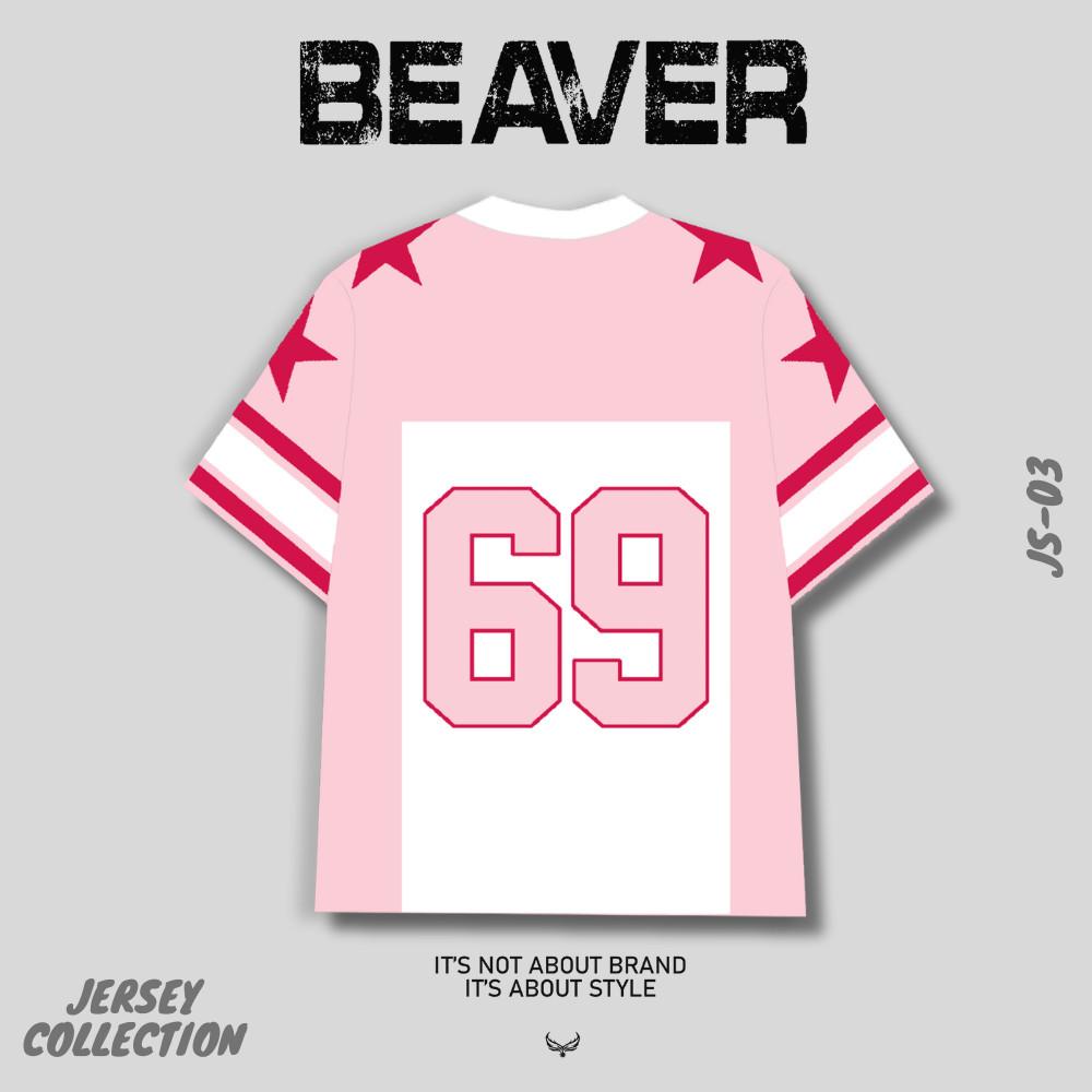 Áo Thun Jersey 02 BEAVERTEE Form Rộng Nam Nữ Cổ Tim Phối Hồng Trắng, Thiết Kế Số 69 Phong Cách Thể Thao Top Sport Cá Tính, Mềm Nhẹ Thoáng Mát