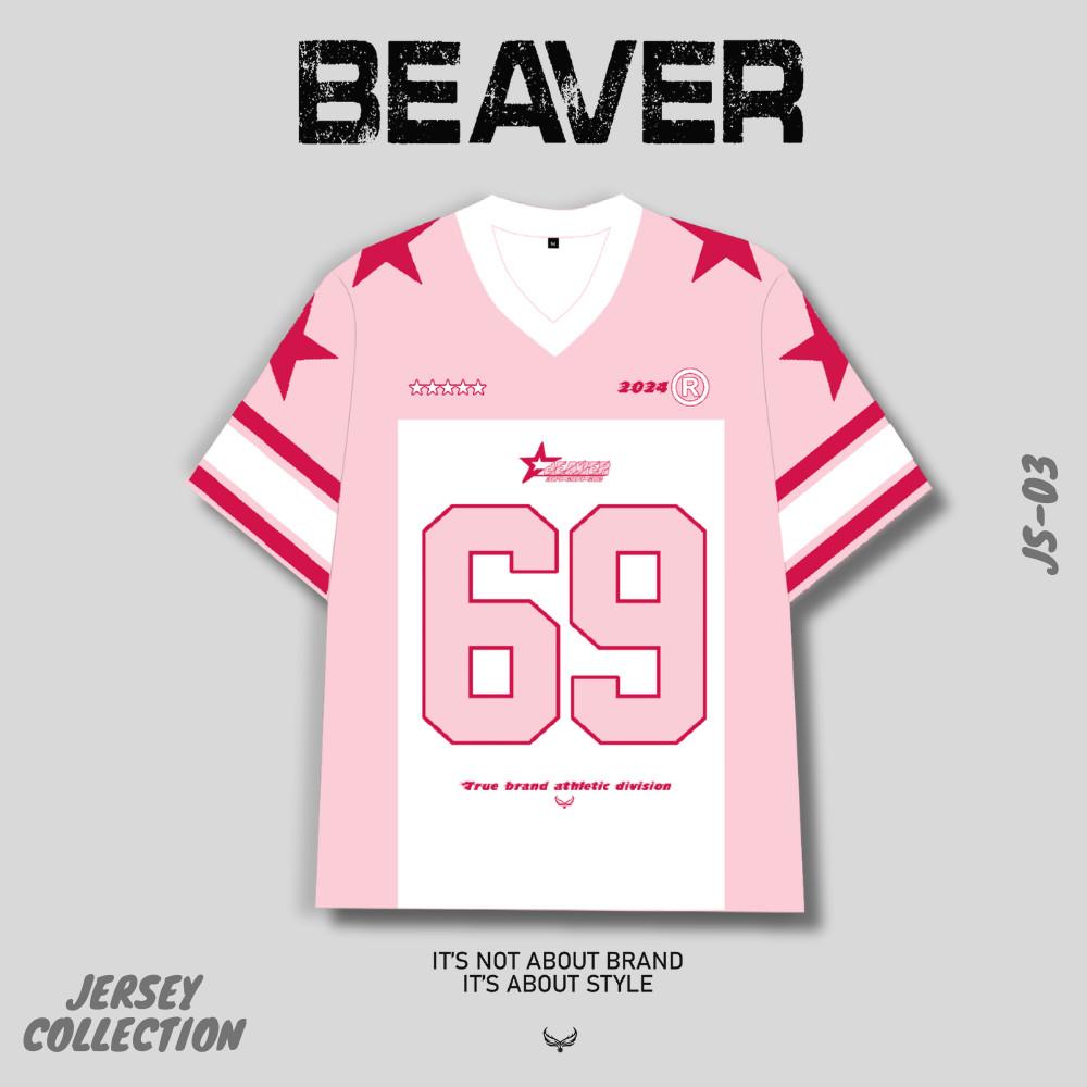 Áo Thun Jersey 02 BEAVERTEE Form Rộng Nam Nữ Cổ Tim Phối Hồng Trắng, Thiết Kế Số 69 Phong Cách Thể Thao Top Sport Cá Tính, Mềm Nhẹ Thoáng Mát