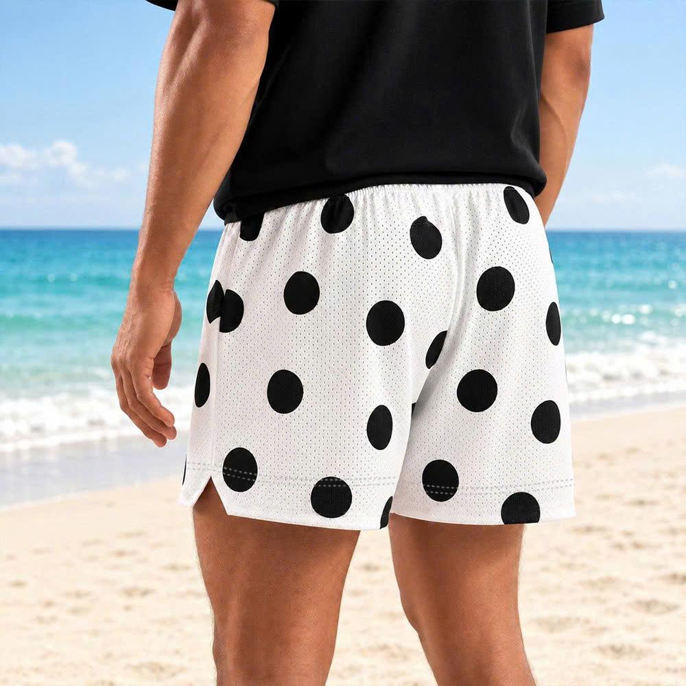Quần Short Chấm Bi BEAVERTEE Nam Nữ Form Rộng, Họa Tiết Chấm Bi Đen Trắng Trẻ Trung, Vải Lưới Mềm Nhẹ Thoáng Khí, Cạp Thun Co Giãn, 2 Túi Sâu Tiện Dụng