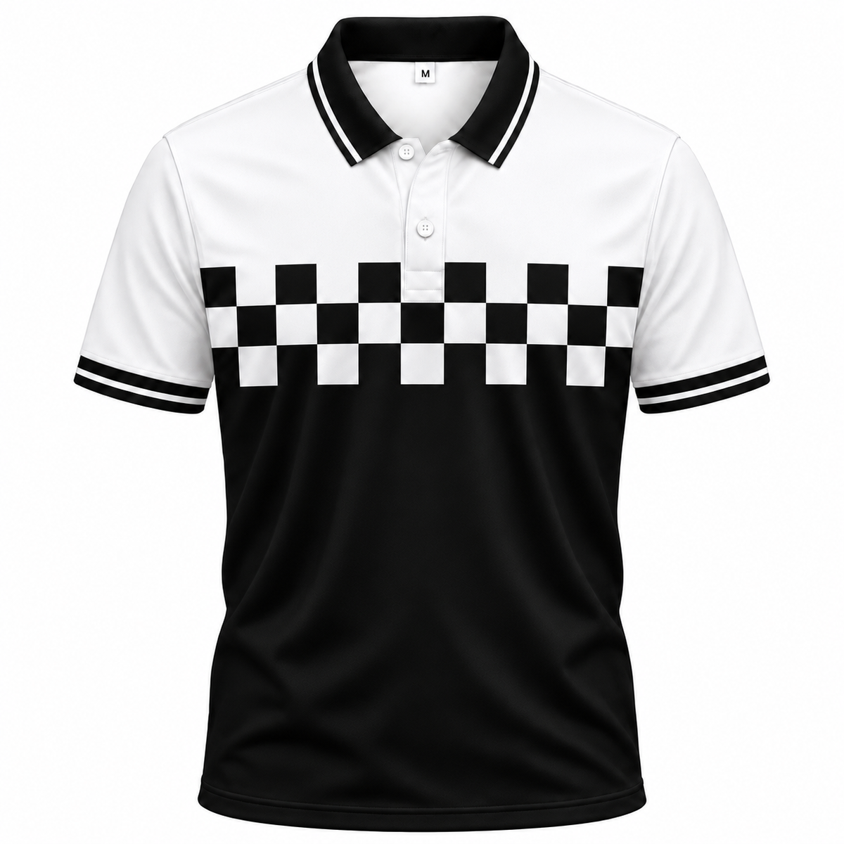 Áo Polo BEAVERTEE INT-85 Nam Nữ, Áo Polo Thể Thao Unisex Phối Trắng Đen Họa Tiết Caro Bàn Cờ, Phong Cách Tối Giản Cá Tính, Vải Poly Thái Co Giãn Thoáng Mát, Regular Fit
