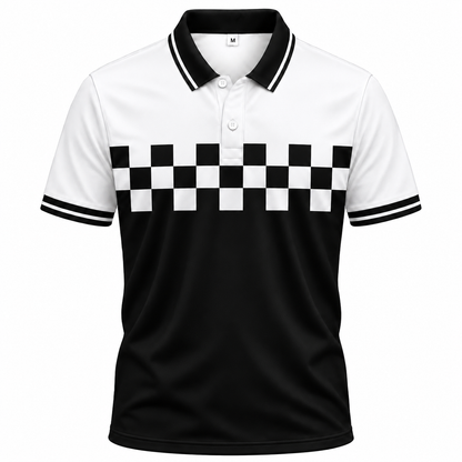 Áo Polo BEAVERTEE INT-85 Nam Nữ, Áo Polo Thể Thao Unisex Phối Trắng Đen Họa Tiết Caro Bàn Cờ, Phong Cách Tối Giản Cá Tính, Vải Poly Thái Co Giãn Thoáng Mát, Regular Fit