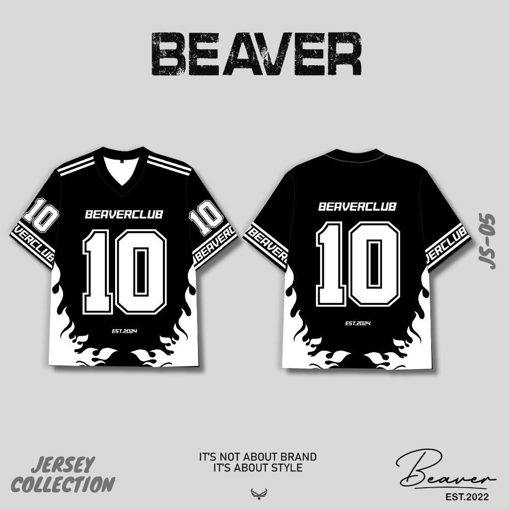 Áo Thun Jersey 05 BEAVERTEE Form Rộng Nam Nữ Cổ Tim, Thiết Kế Đen Trắng Số 10 Graphic Ngọn Lửa Phong Cách Thể Thao Top Sport Cá Tính, Mềm Nhẹ Thoáng Mát