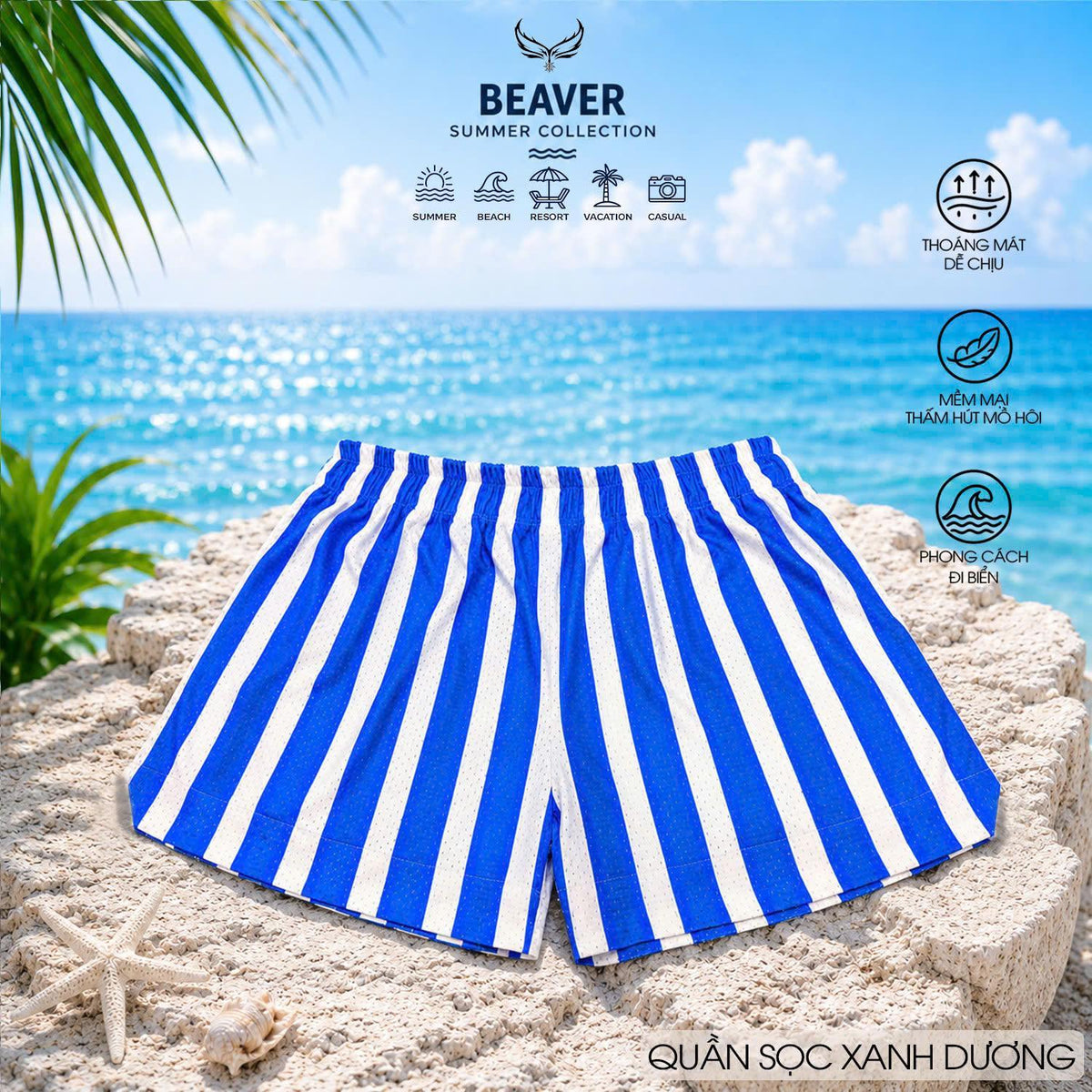 Quần Short Sọc Màu BEAVERTEE Nam Nữ Form Rộng, Vải Thun Mềm Nhẹ Thoáng Mát Co Giãn, Thiết Kế Sọc Đỏ Vàng Xanh Dương Xanh Lá, Phong Cách Đi Biển Du Lịch Mùa Hè